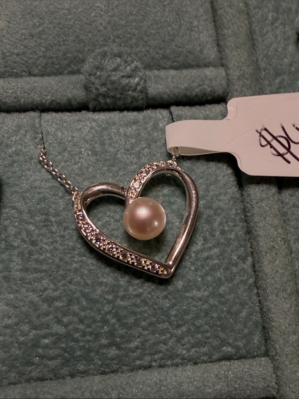 Sterling silver Heart Pearl Pendant Necklace